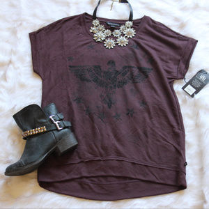 Rock & Republic Purple/burgundy eagle shirt NWT